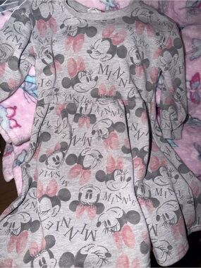 Disney Minnie Mouse Pink and Gray Long Sleeve Dress